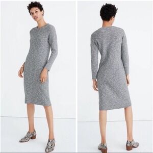 Madewell Gray Sweater Midi Dress Size S Cotton Blend Long Sleeves Stretch
